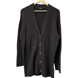 Something Navy Speckled Gray Oversized Grandpa Cardigan, Medium